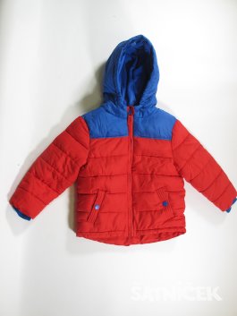 Zimní červeno modrá bunda pro kluky secondhand