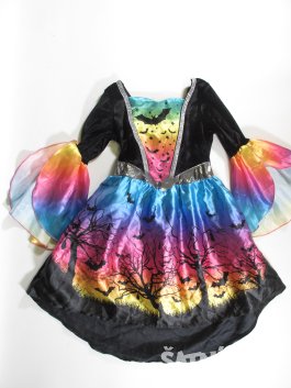 Šaty pro holky na čarodějnice černo barevné     secondhand