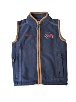 tmavě modrá fleecová vesta s traktorem pro kluky secondhand Hazy Blue 