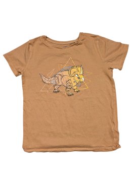 Světle hnědé triko s dinosaurem pro kluky secondhand Sinsay