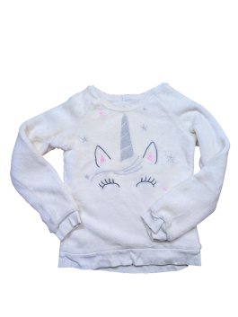 Bílá huňatá mikina s jednorožcem pro holky secondhand Cool Club